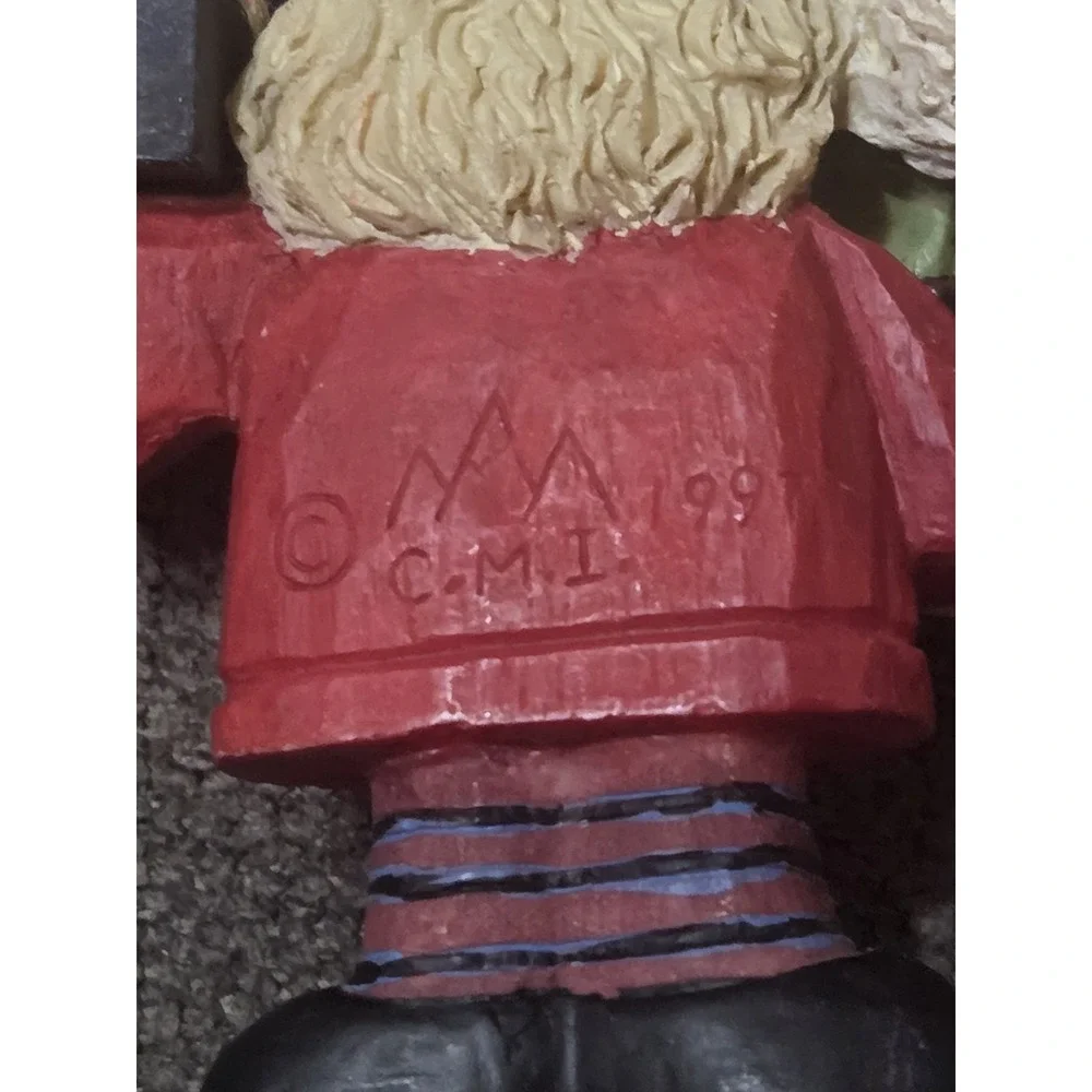 Set Of 2 Vintage 1997 Crazy Mountain Santa Claus Ornaments W/ Gifts & Tree 90s